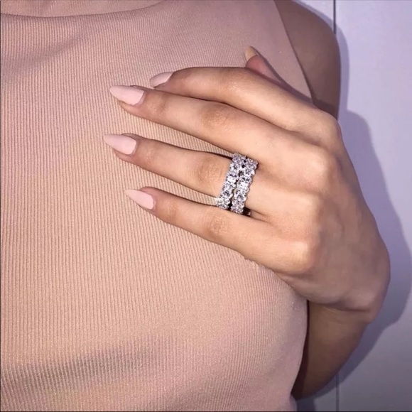 Oval Cut Diamond Eternity Ring Wedding Band - Picture 2 of 6